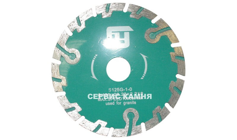 Алмазный диск по граниту FEIYAN S125G-1-0 125x2,2x12,5x22,2 турбо сегментный с петлей (Китай)