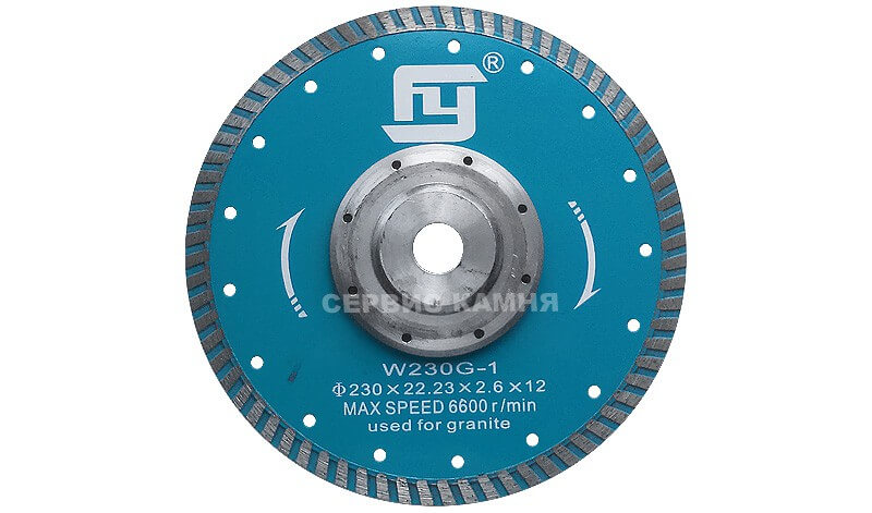 Алмазный диск по граниту FEIYAN W230 G-1-F 230x2,6x12x22,23 (фланец) турбо (Китай)