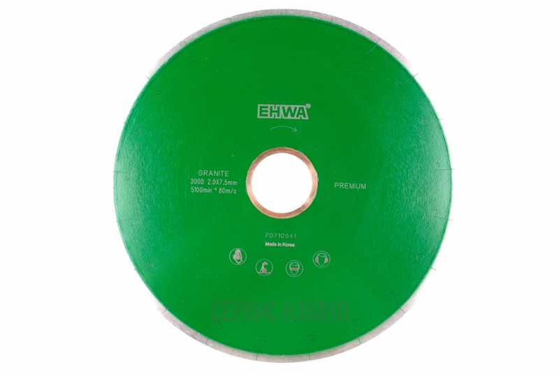 Алмазный диск по граниту EHWA NEW PREMIUM 300x2,1x7x60/50 сплошной (music) (Корея)
