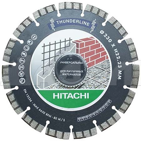 Алмазный диск Hitachi ∅230мм THUNDERLINE /2,4x14/ универсальный