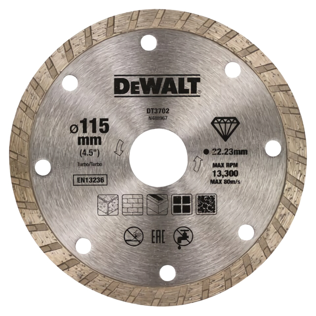 диск алмазный DEWALT 115х22,2x2,1 мм, турбированный