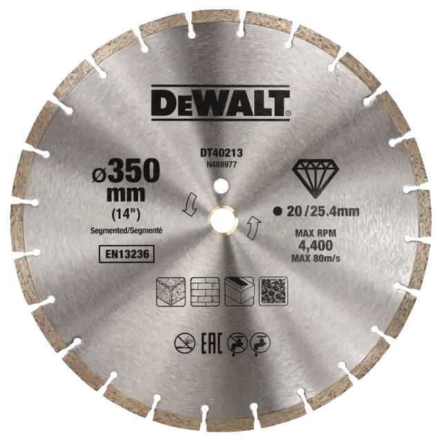 диск алмазный DEWALT 350х25,4x2,1 мм, сегментный