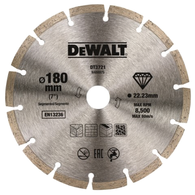 диск алмазный DEWALT 180х22,2x2,1 мм, сегментный